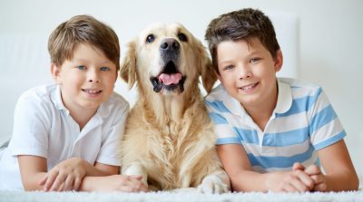 Boys with dog