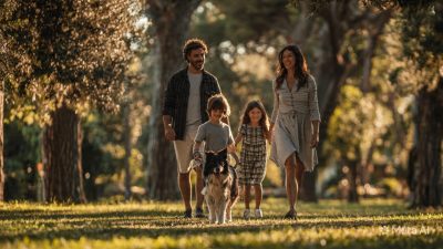 Famiglia con Border Collie IA